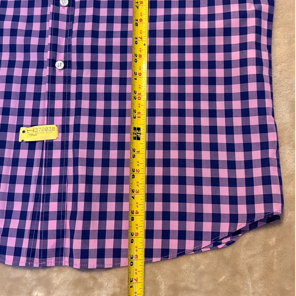 J Crew Mens Light Weight Plaid Button Down Shirt EUC X Large Pink Navy - Picture 5 of 7